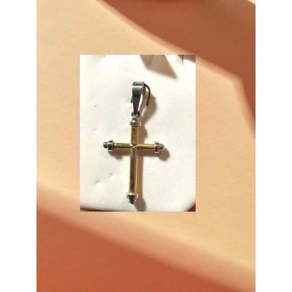 14K Two-Tone Gold Cross Pendant 2.12g – Tested & Stamped 14K – Elegant Design - Picture 5 of 5